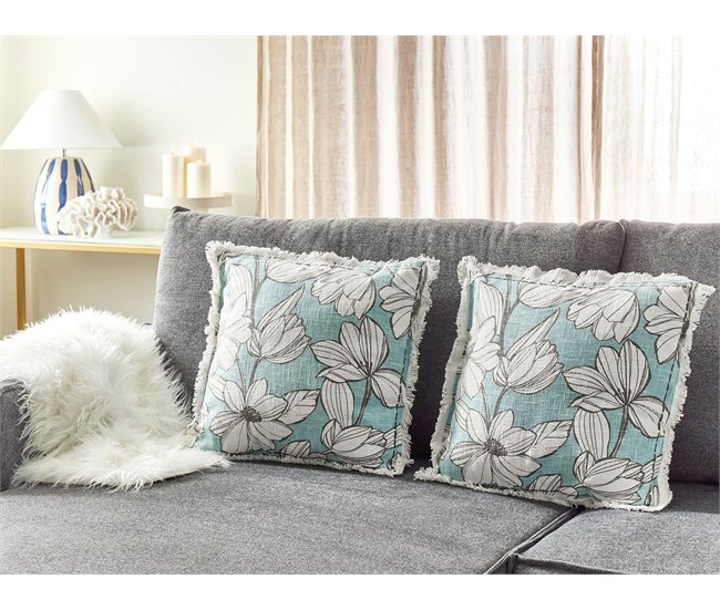 Beliani Cojín decorativo CYANOTIS 45x45 Azul