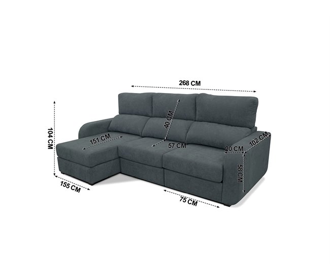 Chaise longue convertible en cama tela APRIL Gris