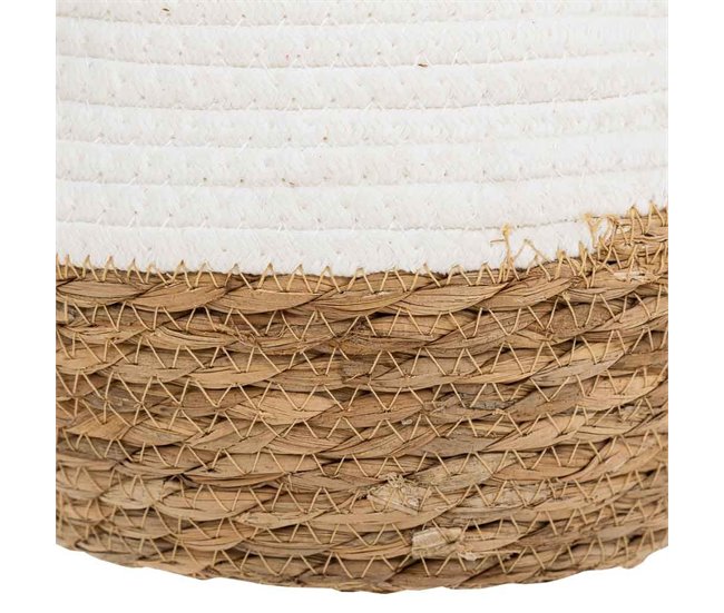 Cesto de fibra natural y algodón Blanco