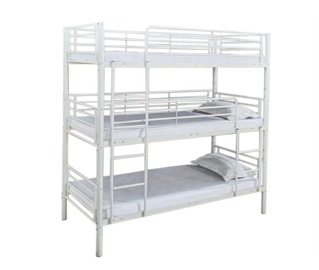 Litera Triple Metalica 201x98 Blanco/ Negro