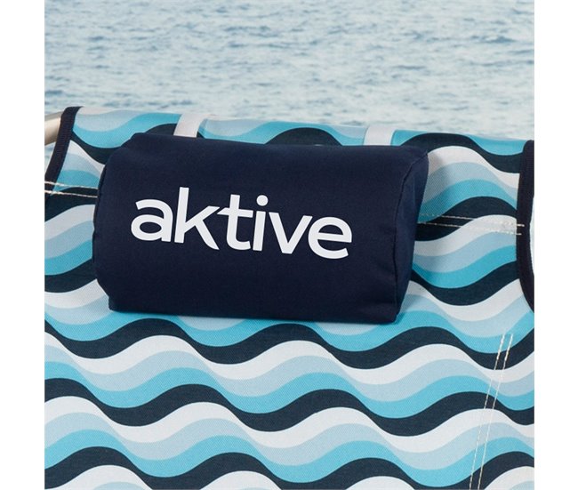 Aktive Silla plegable de playa con 5 posiciones, cojín, aluminio Azul
