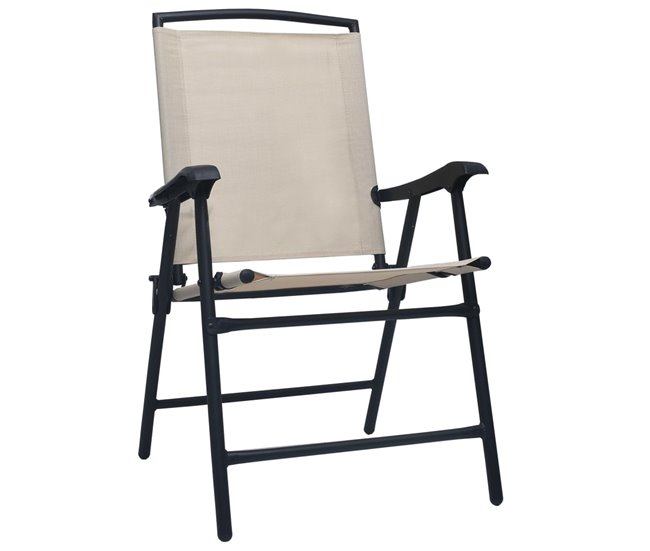 2 Sillas plegables de jardín de textilene Beige