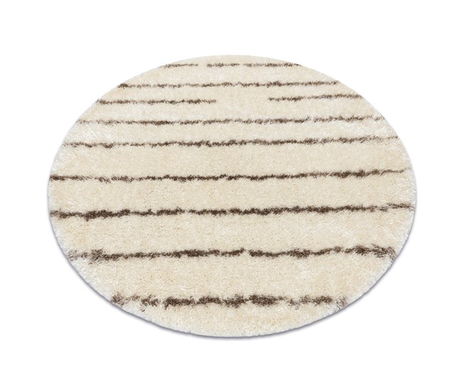 Alfombra FLUFFY 2371 circulo shaggy rayas 160x160 Crema