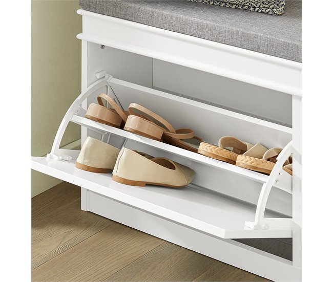 Zapatero Banco con 2 solapas FSR64-W SoBuy 104 Blanco