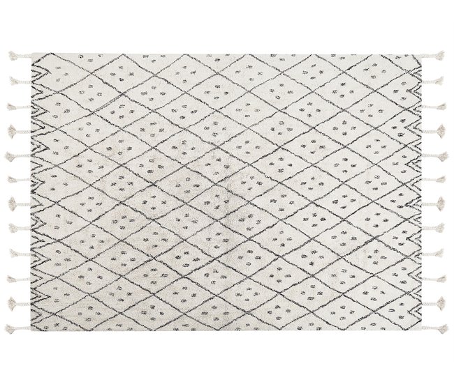 Beliani Alfombra de pelo corto AGADIR 140x200 Blanco/ Beige