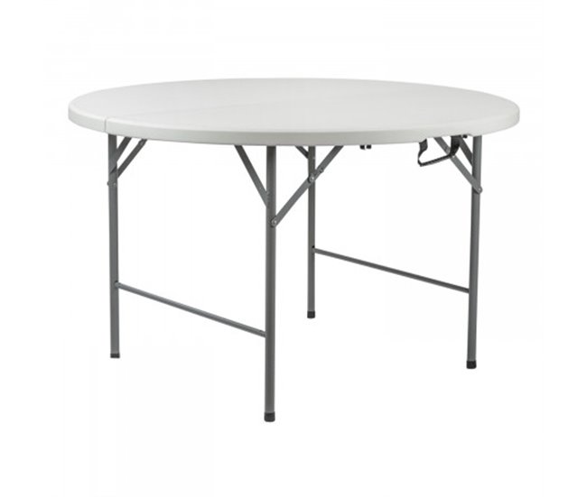 Mesa Plegable Redonda Efecto Granito Thinia Home 150x150 Blanco