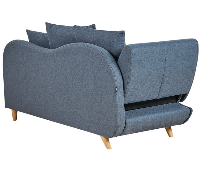 Beliani Chaise longue izquierdo Lino sintético MERI Azul