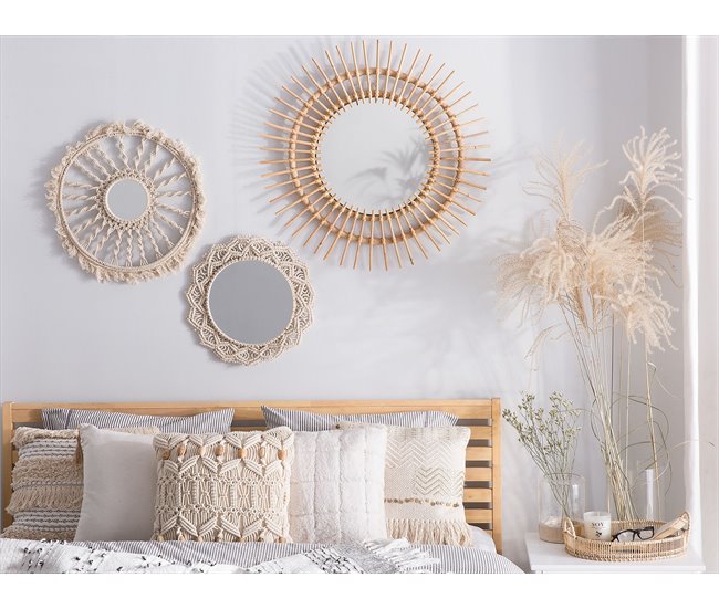 Beliani Espejo decorativo STENEN 76x3 Natural