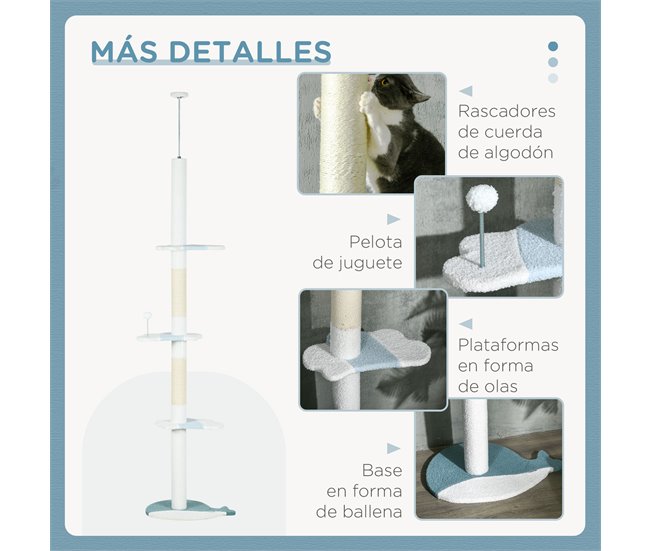Árbol para Gatos Aglomerado de Madera, Felpa, Algodón PawHut Blanco