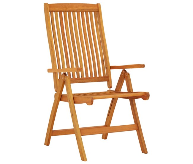 2 Sillas de jardín plegables de madera maciza de eucalipto Marron