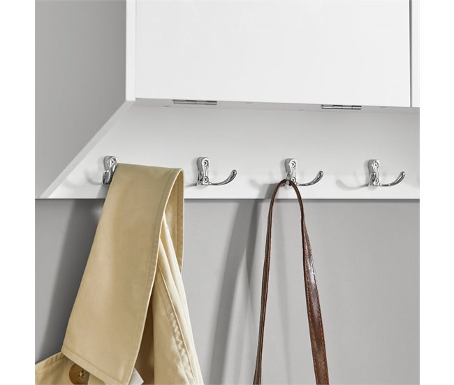 Perchero de pared con 2 Puertas y 5 Ganchos FHK24-W SoBuy Blanco