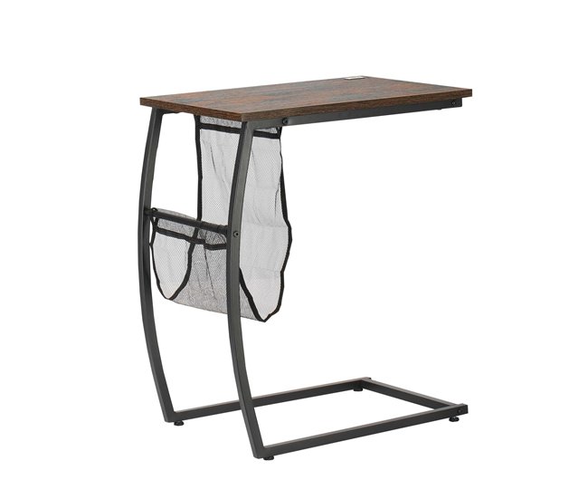 Mesa Auxiliar MDF, Metal y Poliéster HOMCOM 53x35 Marron