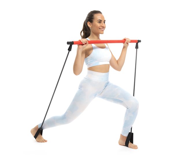 Barra de Fitness con Bandas Elásticas y Guía de Ejercicios Negro