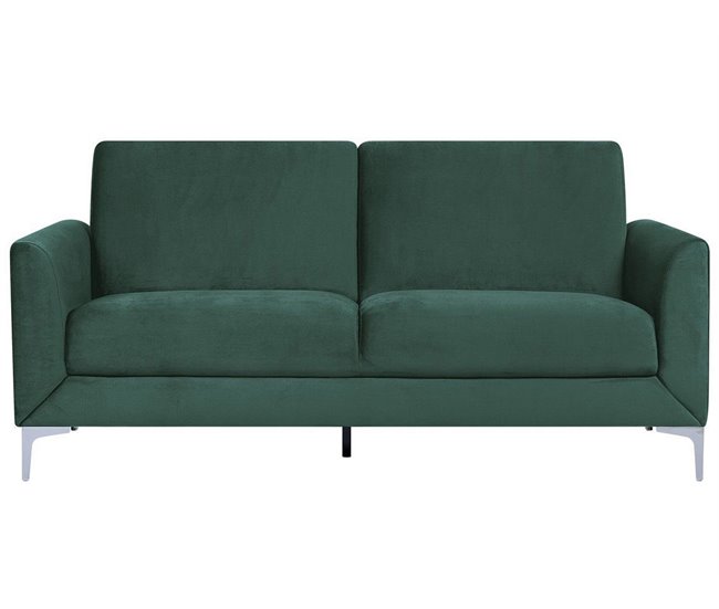 Beliani Sofá de 3 plazas Terciopelo FENES Azul Marino