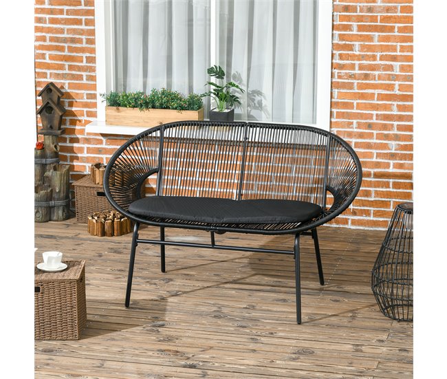 Silla de Ratán Acero, PE Negro
