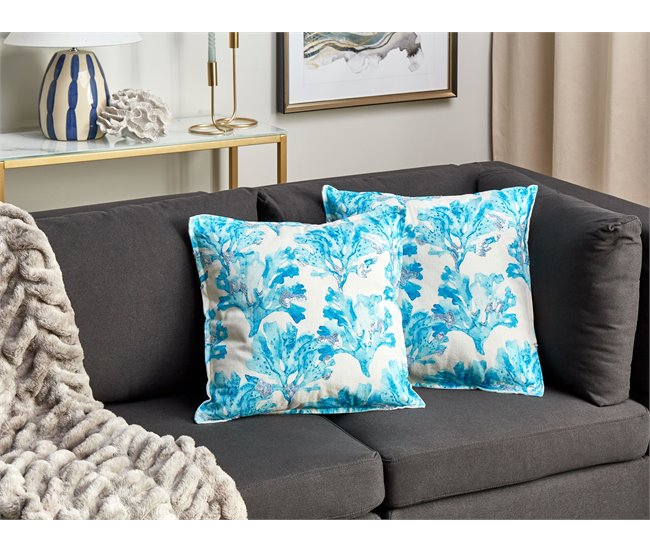 Beliani Cojín decorativo ROCKWEED Blanco