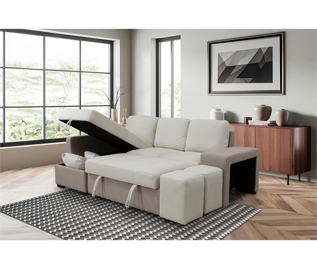 Sofa Cama Chaise Longue Stacy Beige