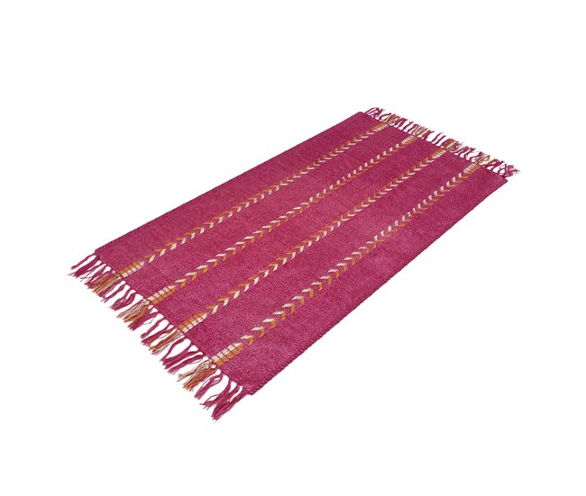 Acomoda Textil – Alfombra de Chenilla con Flecos. 60x100 Fucsia