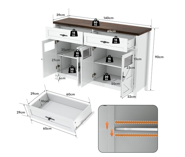 Aparadores Natural/ Blanco
