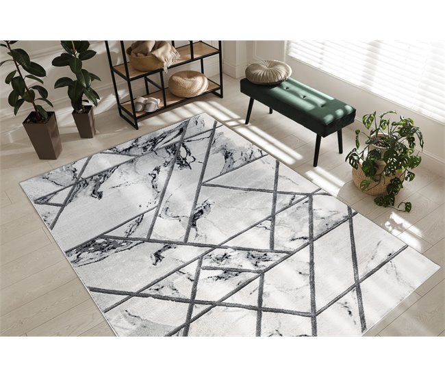 Alfombra EMERALD exclusivo 0085 glamour 240x330 Blanco/ Gris