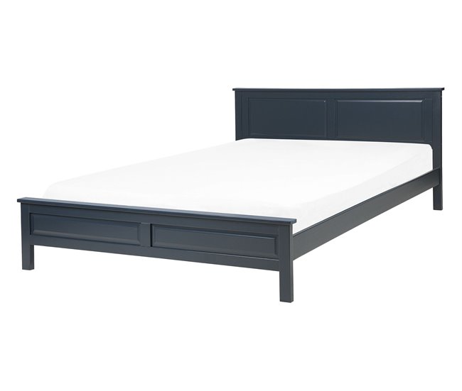 Beliani Cama con somier Madera de pino OLIVET 148x208 Azul