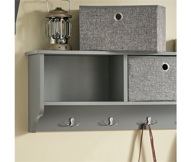 Perchero de pared con 5 ganchos y 3 cajones FRG282-HG SoBuy Gris