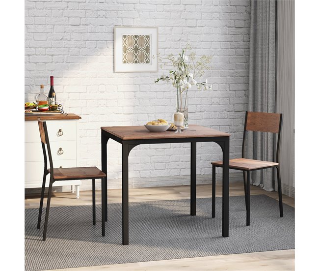 Conjunto de mesas y sillas de comedor 70x70 Marron