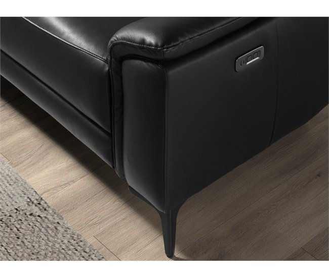 ANGEL CERDÁ Sofá chaise longue relax izquierda piel Negro