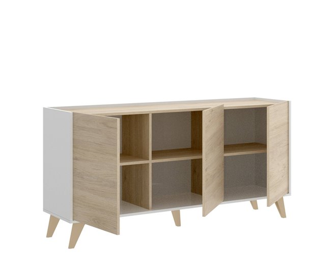 Aparador efecto madera 155 Blanco/ Madera