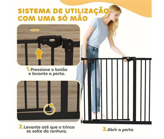 Barrera de Seguridad Metal, Plástico PawHut Negro