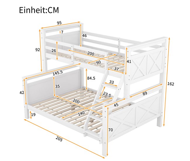 Cama litera 145x205 Blanco