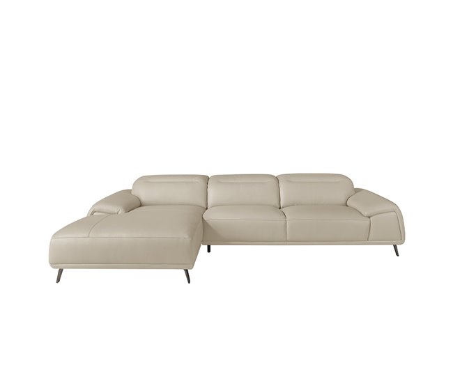 ANGEL CERDA Sofá chaise longue piel vacuno izquierda Gris