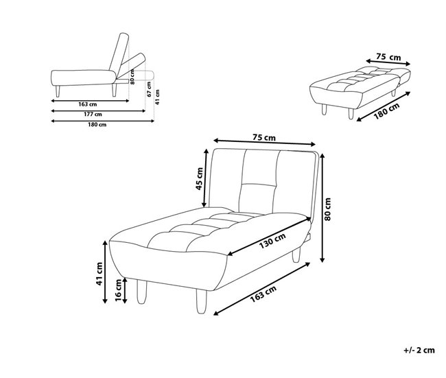Beliani Chaise longue Poliéster ALSTEN Beige