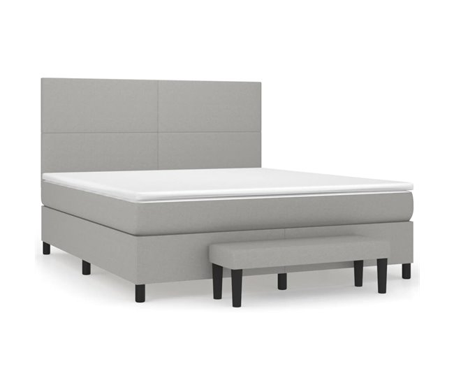 Conforama Cama box spring con colchón tela gris claro 180x200 cm Diseño plano