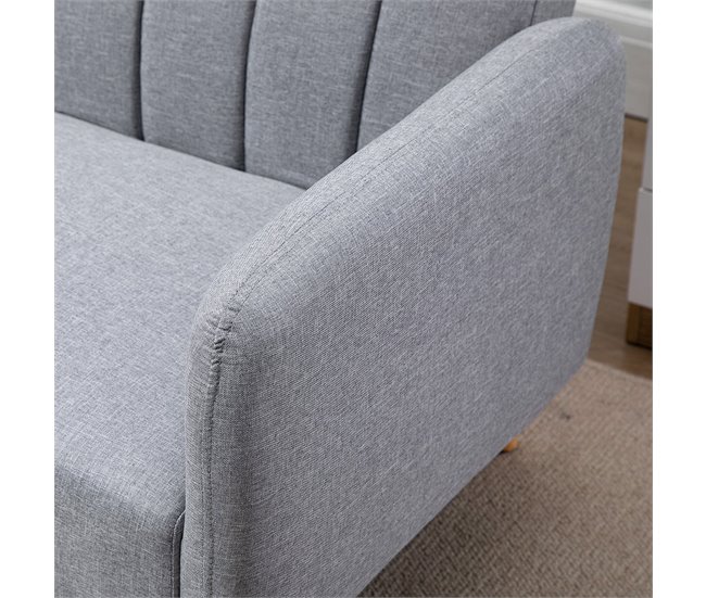 Sofá Cama de 2 Plazas Poliéster, Espuma, Madera de Caucho HOMCOM Gris