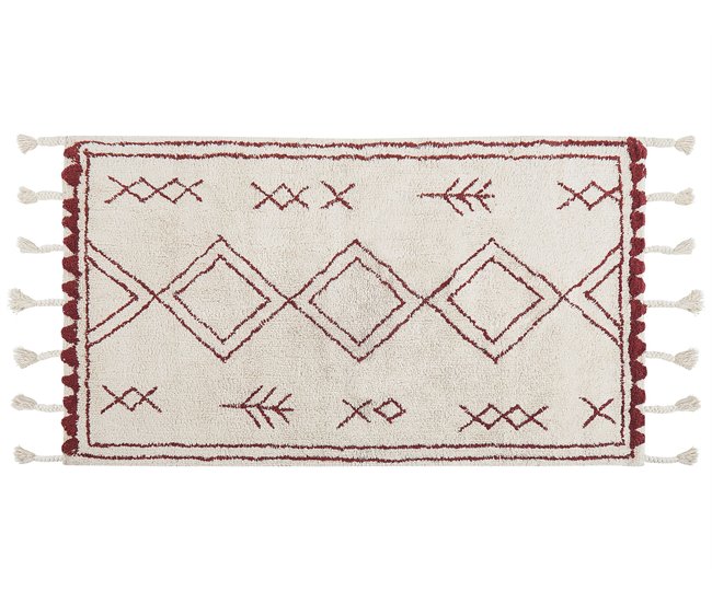 Beliani Alfombra de pelo corto KENITRA Blanco/ Beige