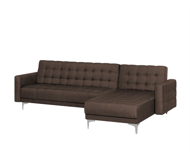 Beliani Sofá esquinero Poliéster ABERDEEN Gris Oscuro