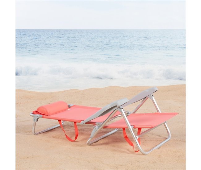 Aktive Silla de playa plegable y reclinable 7 posiciones Naranja
