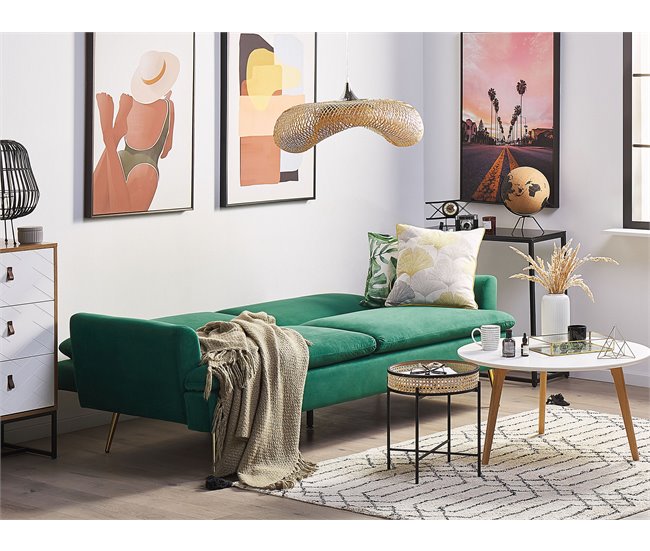 Beliani Sofá cama Terciopelo VETTRE Amarillo