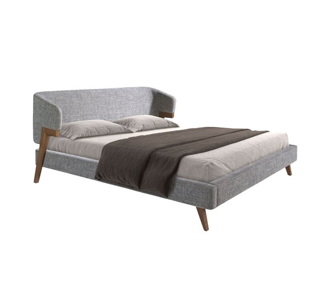 ANGEL CERDA Cama tela color gris 211x220 Nogal