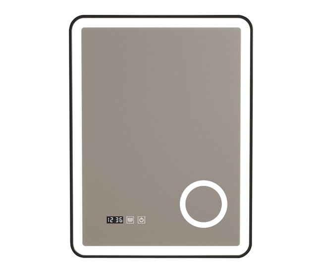 Espejo de pared con LED Pescara para baño IP65 con antivaho lupa 50x4 Negro
