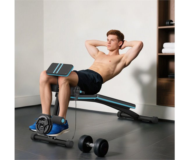 Banco de Pesas Acero, ABS HOMCOM, deportes y ocio - musculación Azul