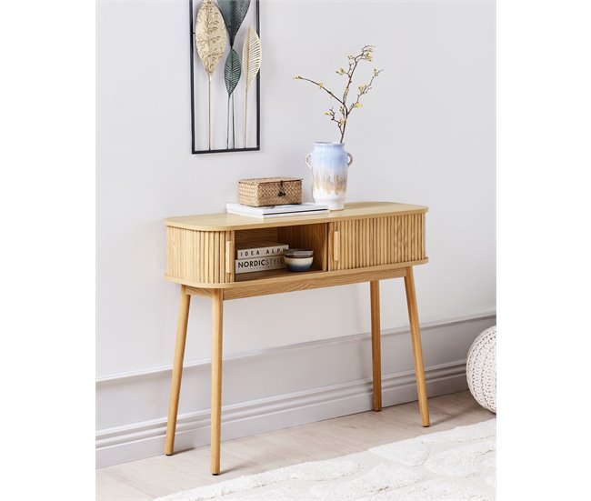 Beliani Mesa auxiliar SELAH Madera Clara