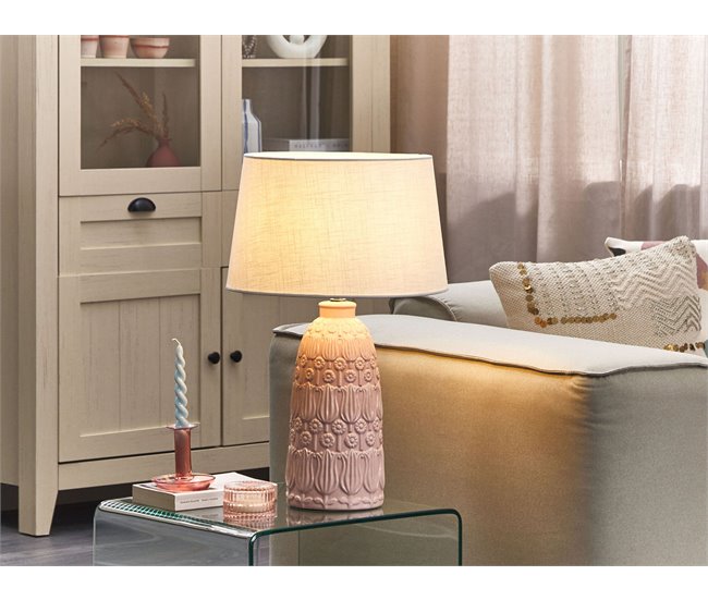 Beliani Lámpara de mesa ZARIMA Rosa