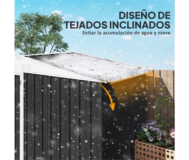 Caseta de Jardín Acero Galvanizado Outsunny Gris