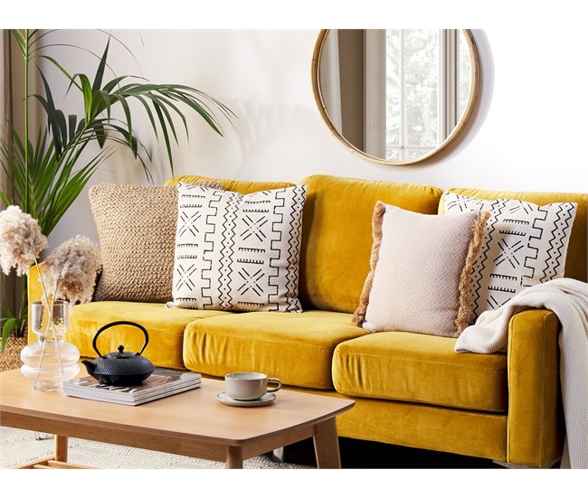 Beliani Cojín decorativo MYRICA Blanco/ Beige