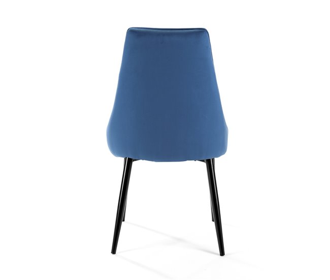 4x Silla tapizada capitoné de terciopelo SJ.054 Azul Marino