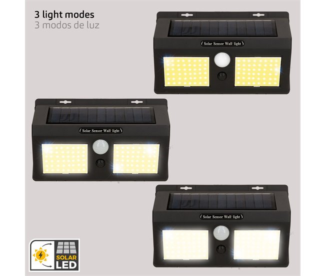 Aktive Set 6 apliques solares LED 500 lúmenes, sensor movimiento Negro