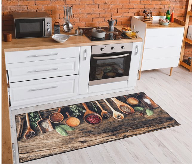 Alfombra lavable ANDRE 1156 Especias para la cocina Marron