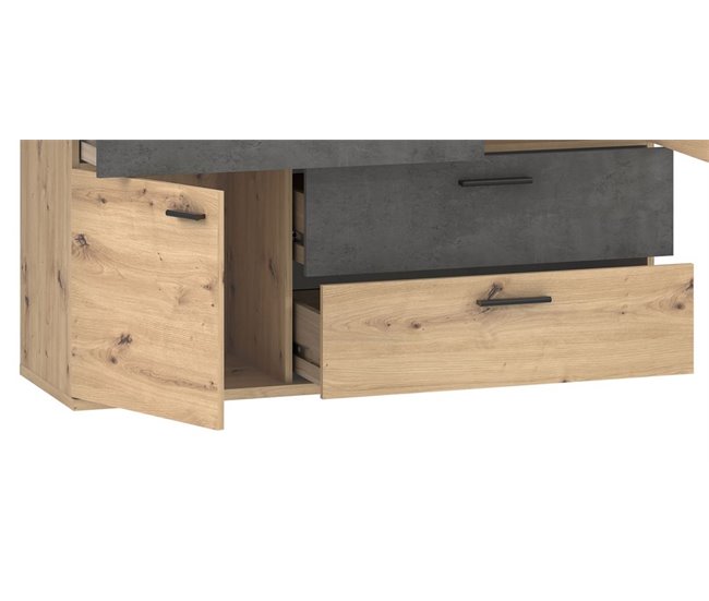 Aparador 2 puertas 4 cajones SKIVE Roble